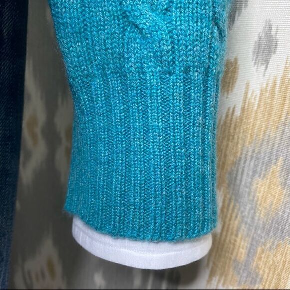 Polo Ralph Lauren Teal Green Cashmere Cable Knit Crew Neck Sweater - Picture 12 of 16